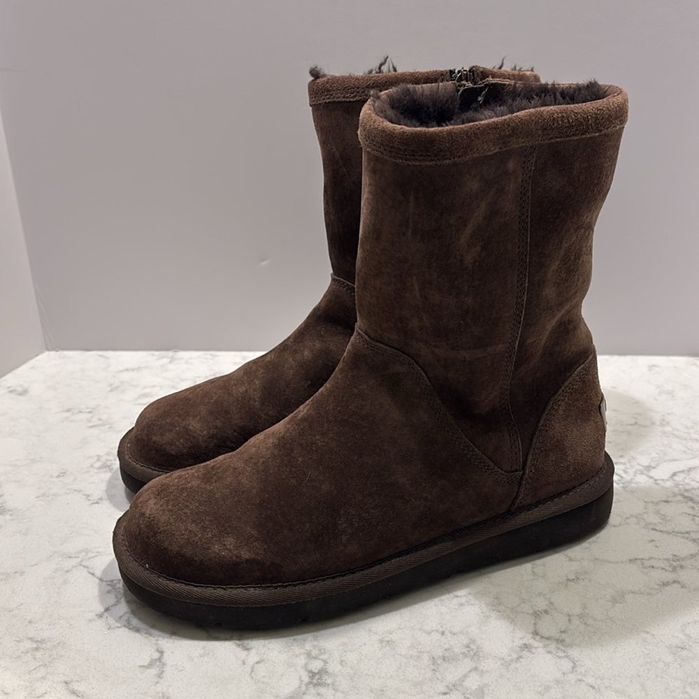 UGG Australia Roslyn Espresso Brown Suede Zip Side Boots Women’s size‎ 8 - Picture 3 of 9